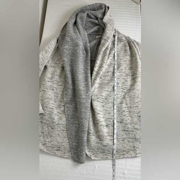 Lucky Brand Cardigan Sweater Fleece Lined Shawl Wrap Collar Chunky Cream Gray XS - Picture 15 of 16